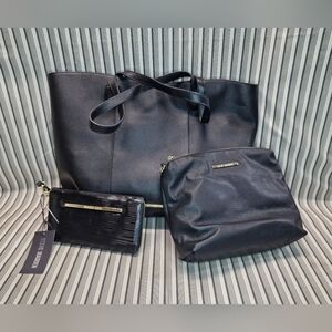 Steve Madden Black Tote with Wallet and Pouch